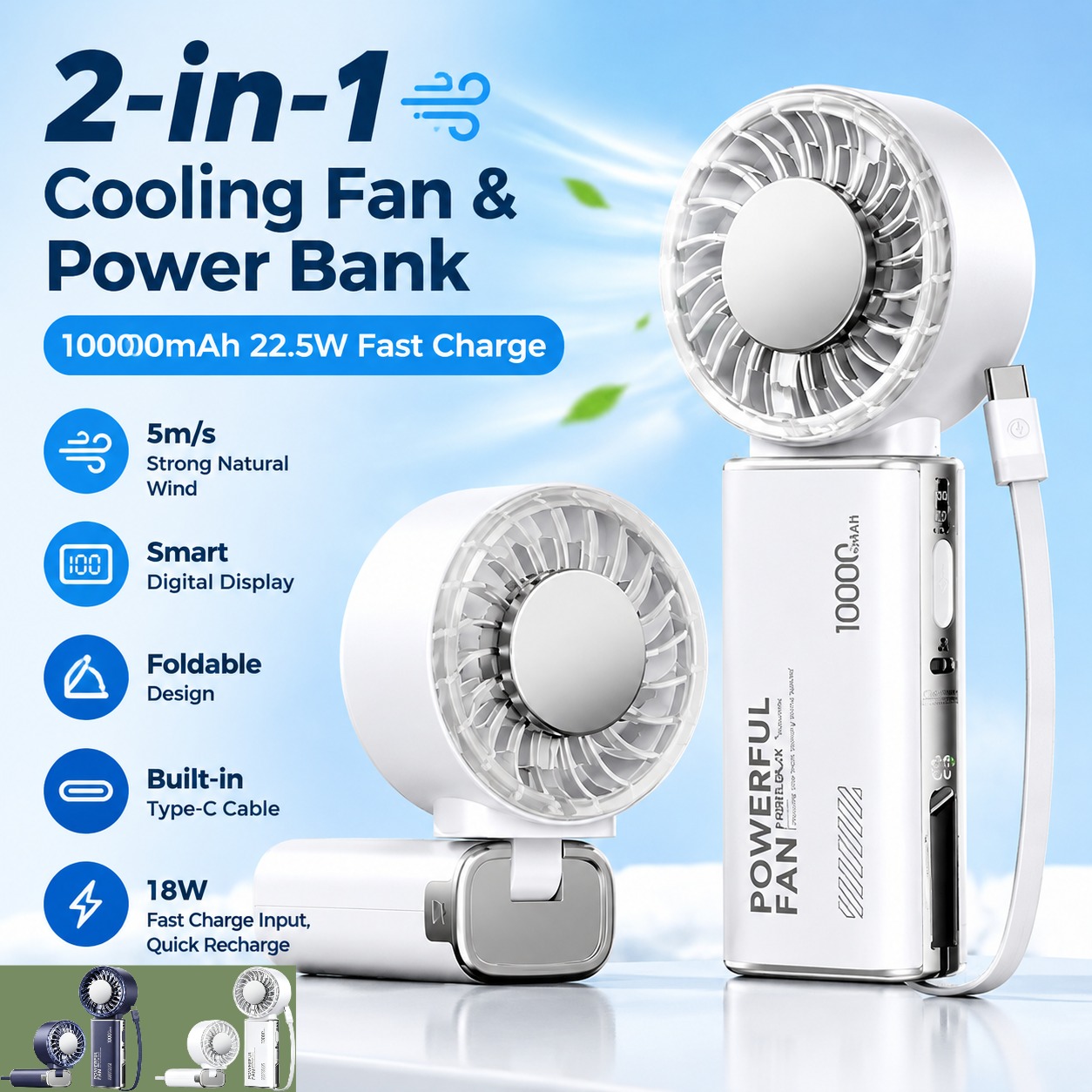 Power Banks - Ventilador portátil REMAX con función de